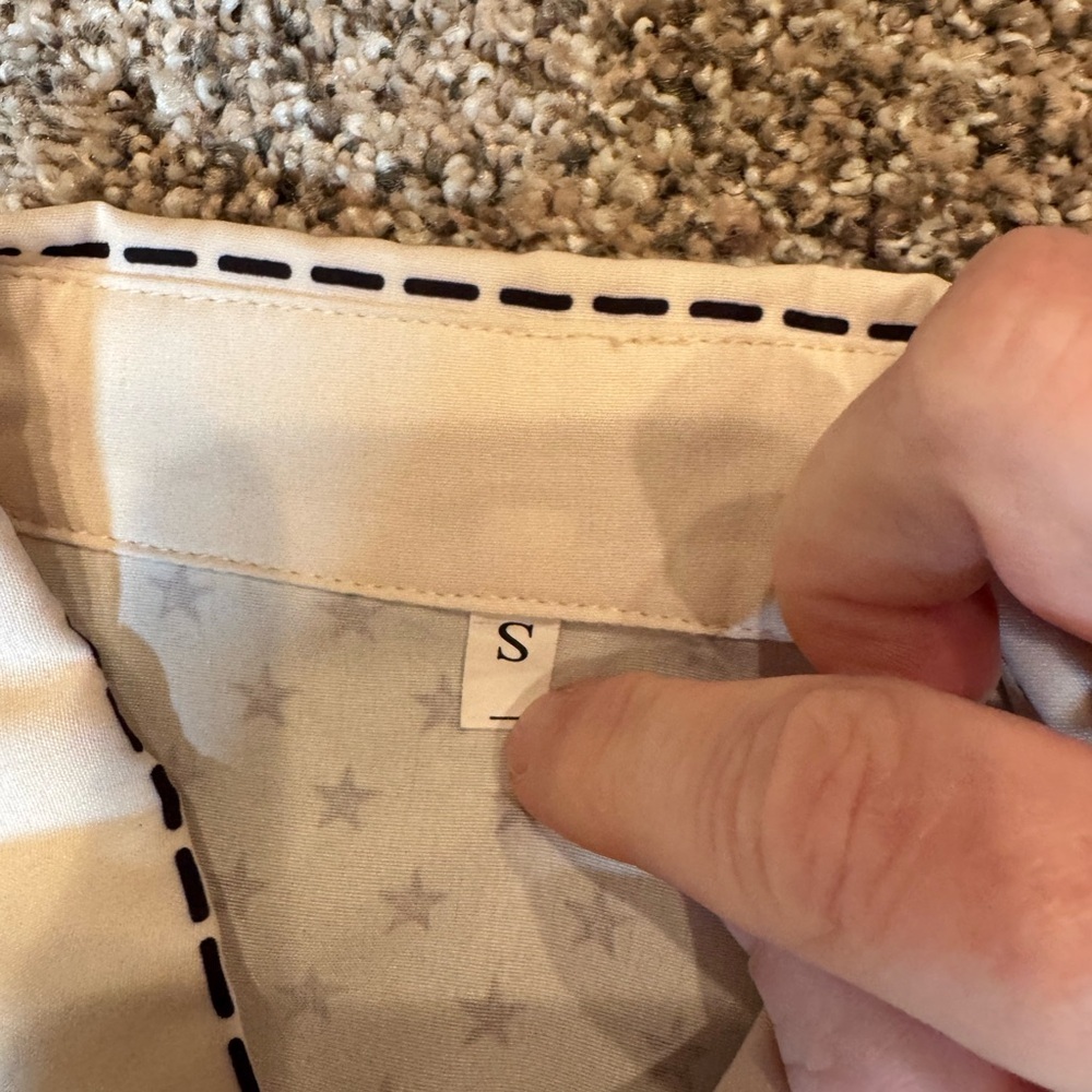 Cream Button-Up Shirt with Floral Embroidery - Picture 3 of 3